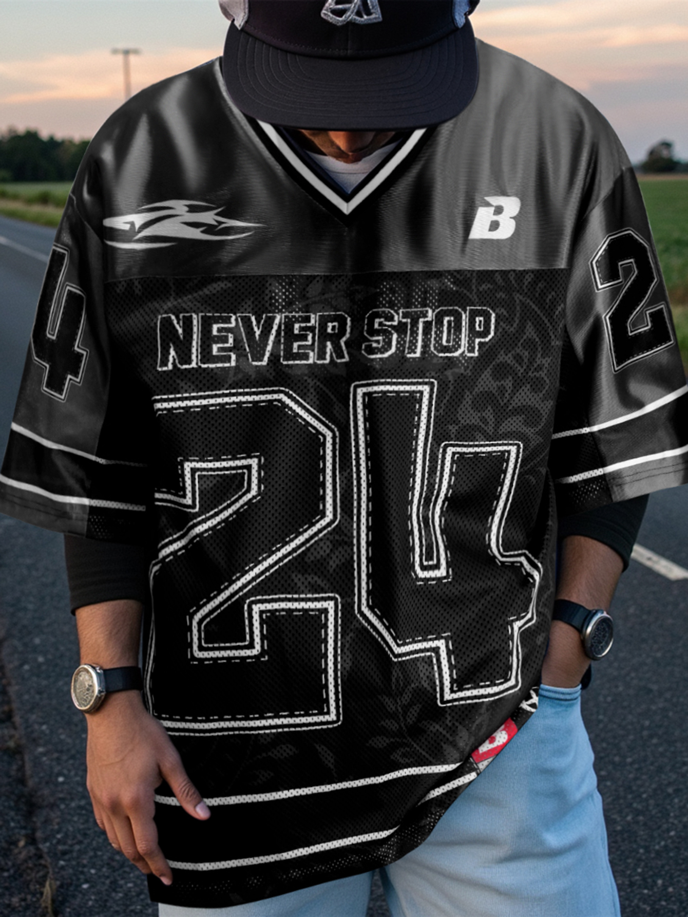 Streetwear Brand Football Jersey - Men's Oversized Streetwear Jersey Brand 24